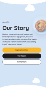Bonjour Bakery About page mobile preview
