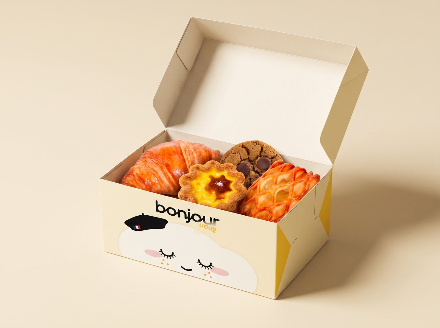 Bonjour Kawaii snack box filled with fresh pastries